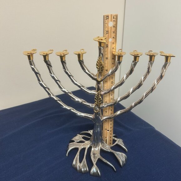 Tree of Life Menorah Judaica Chanukah Hanukkah Signed F. Spinowitz w/Box Judaica - Picture 5 of 6